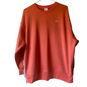 Nike Coral Therma-Fit Sweatshirt‎ Training Side Zip Swoosh Logo Women Size L